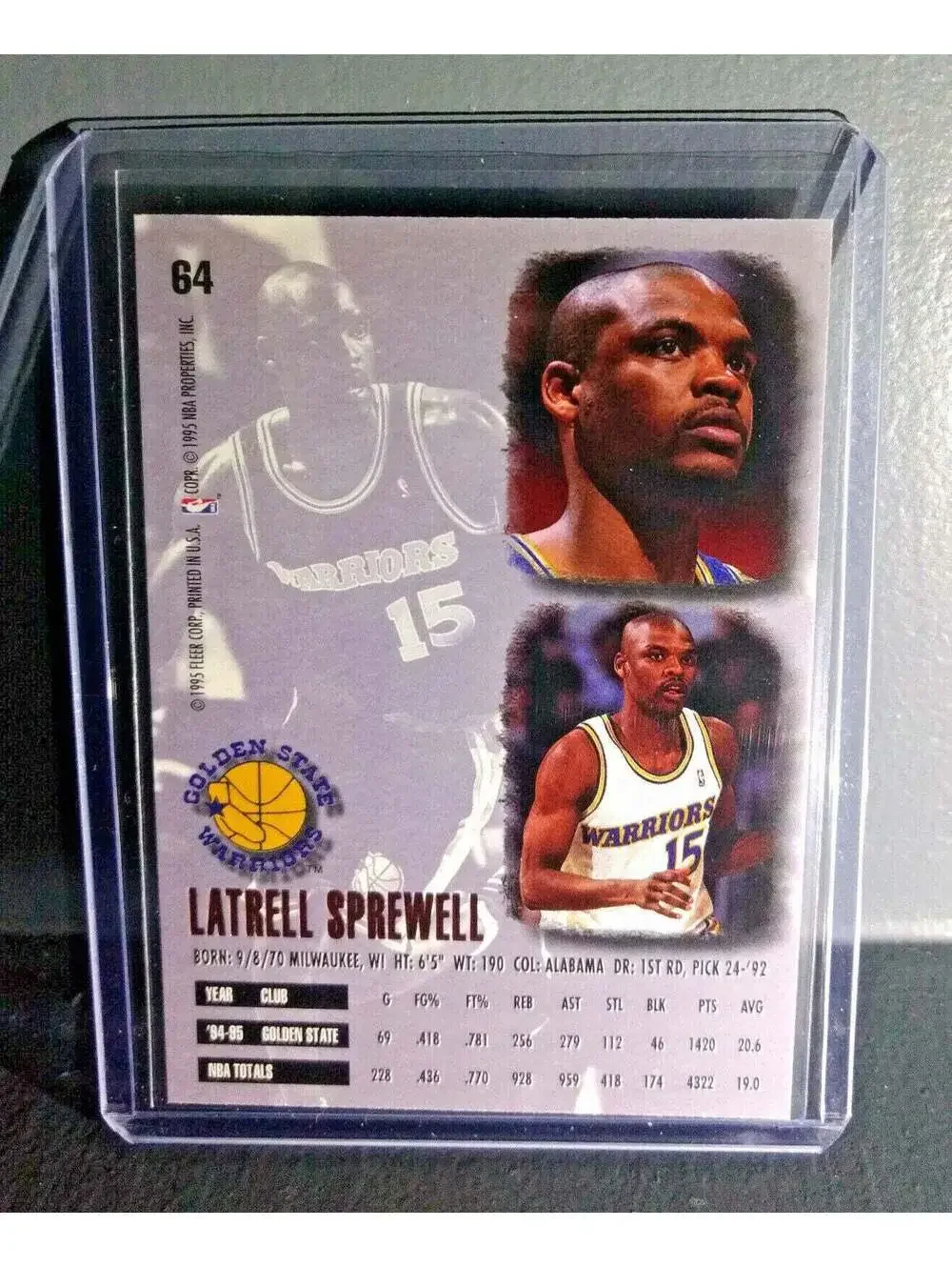 1995-96 Latrell Sprewell Fleer Ultra #64 Basketball Card